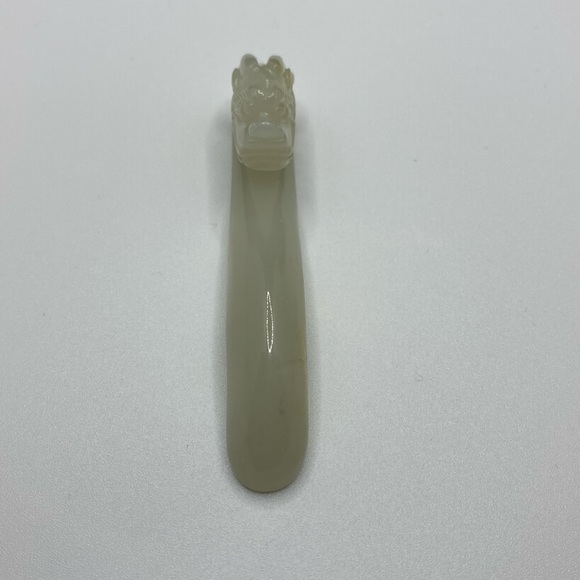 Hetian nephrite jade mutton fat dragon head buckle - Picture 3 of 16